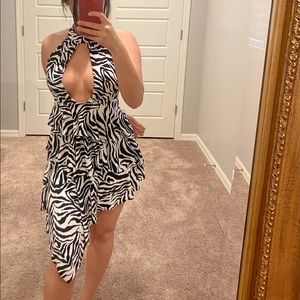 Zebra print halter dress